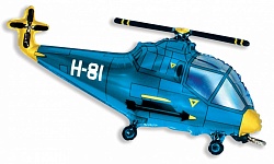 Фигура из фольги с гелием Вертолёт, Синий 97 см.(Flexmetal)