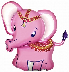 Фигура из фольги с гелием Слонёнок, розовый 86 см.(Flexmetal)