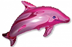 Фигура из фольги с гелием Дельфин, Розовый 94 см.(Flexmetal)