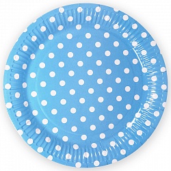 Тарелки бумажные Голубые с белыми точками 6 шт.