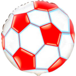 Круг с гелием "Футбольный мяч - Красный" 46 см.