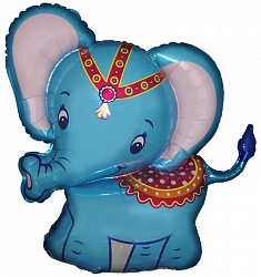 Фигура из фольги с гелием Слонёнок, голубой 86 см.(Flexmetal)