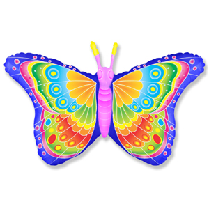 Фольгированная фигура с гелием "Бабочка-какетка",фуше 97 см