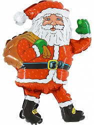 Фигура из фольги с гелием "Дед Мороз с мешком" 81 см.