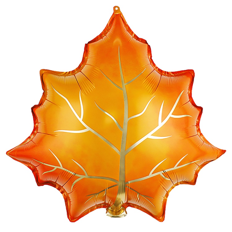 Фигура из фольги с гелием "Кленовый лист" оранжевый 58 см.