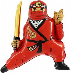 Фигура из фольги с гелием "Ниндзя" Красный 81 см.