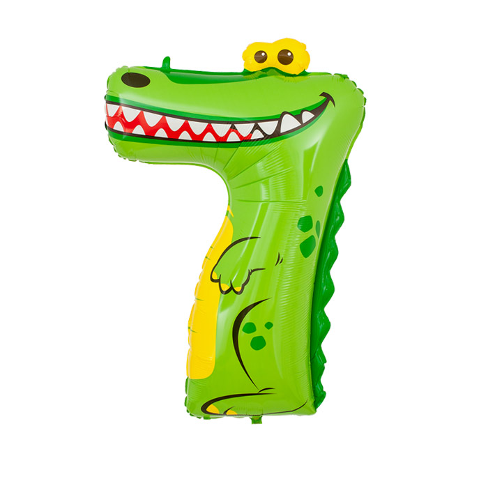Фигура из фольги с гелием Цифра 7 крокодильчик