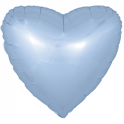 Сердце с гелием 46 см. Голубой сатин