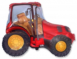 Фигура из фольги с гелием Трактор, красный 94 см.(Flexmetal)