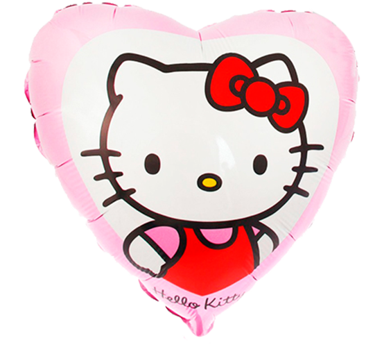 Сердце с гелием "Котенок с бантиком, розовый" 46 см.