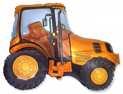 Фигура из фольги с гелием Трактор, оранжевый 94 см.(Flexmetal)