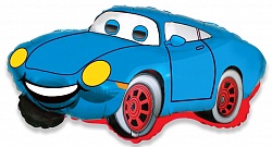 Фигура из фольги с гелием "Гоночная машина" синяя 81 см.