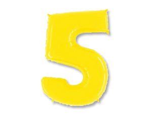 Фигура из фольги с гелием Цифра 5 ярко желтый