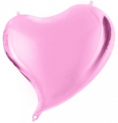 Сердце с гелием "Изгиб" розовое 46 см.