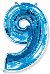 Фигура из фольги с гелием Цифра 9 синяя