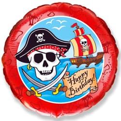 Круг с гелием "С днем рождения - Пираты" 46 см.