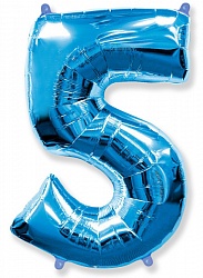 Фигура из фольги с гелием Цифра 5 синяя