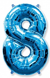 Фигура из фольги с гелием Цифра 8 синяя