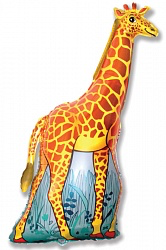 Фигура из фольги с гелием "Жираф" 119 см.