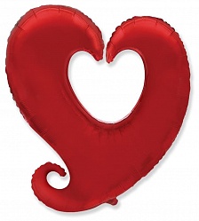 Большое сердце "Вензель" красное 102 см.