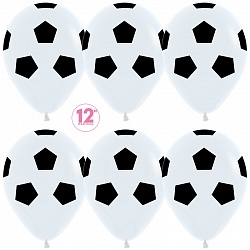Шар латексный с гелием "Футбольные мячи", Белые