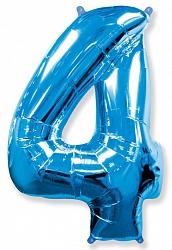 Фигура из фольги с гелием Цифра 4 синяя