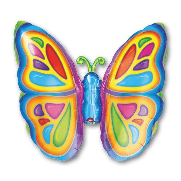 Фигура из фольги с гелием "Бабочка яркая" 86 см.