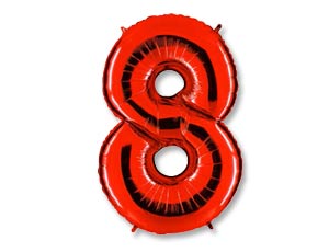 Фигура из фольги с гелием Цифра 8 красная