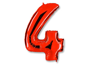 Фигура из фольги с гелием Цифра 4 красная