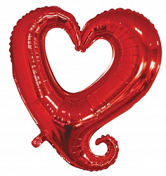 Сердце с гелием "Вензель" красное 46 см.