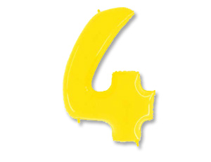 Фигура из фольги с гелием Цифра 4 ярко желтый