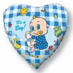 Сердце с гелием "Новорожденный мальчик" 46 см.