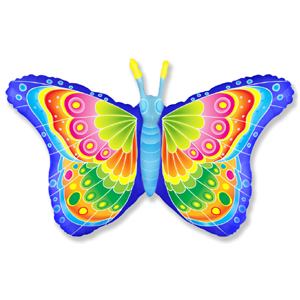 Фольгированная фигура с гелием "Бабочка-какетка",синяя 97 см