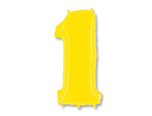 Фигура из фольги с гелием Цифра 1 ярко желтый